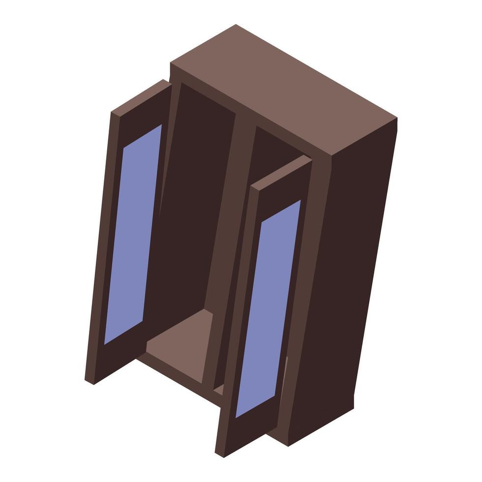 Isometric brown wooden window openings vector