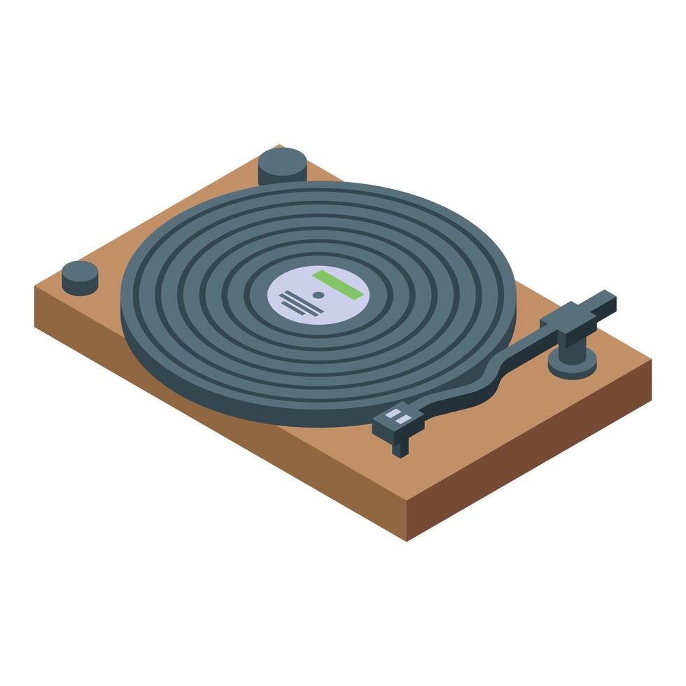 Isometric illustration of a turntable vector