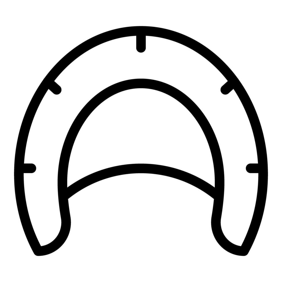 Black and white line art illustration of a horseshoe vector