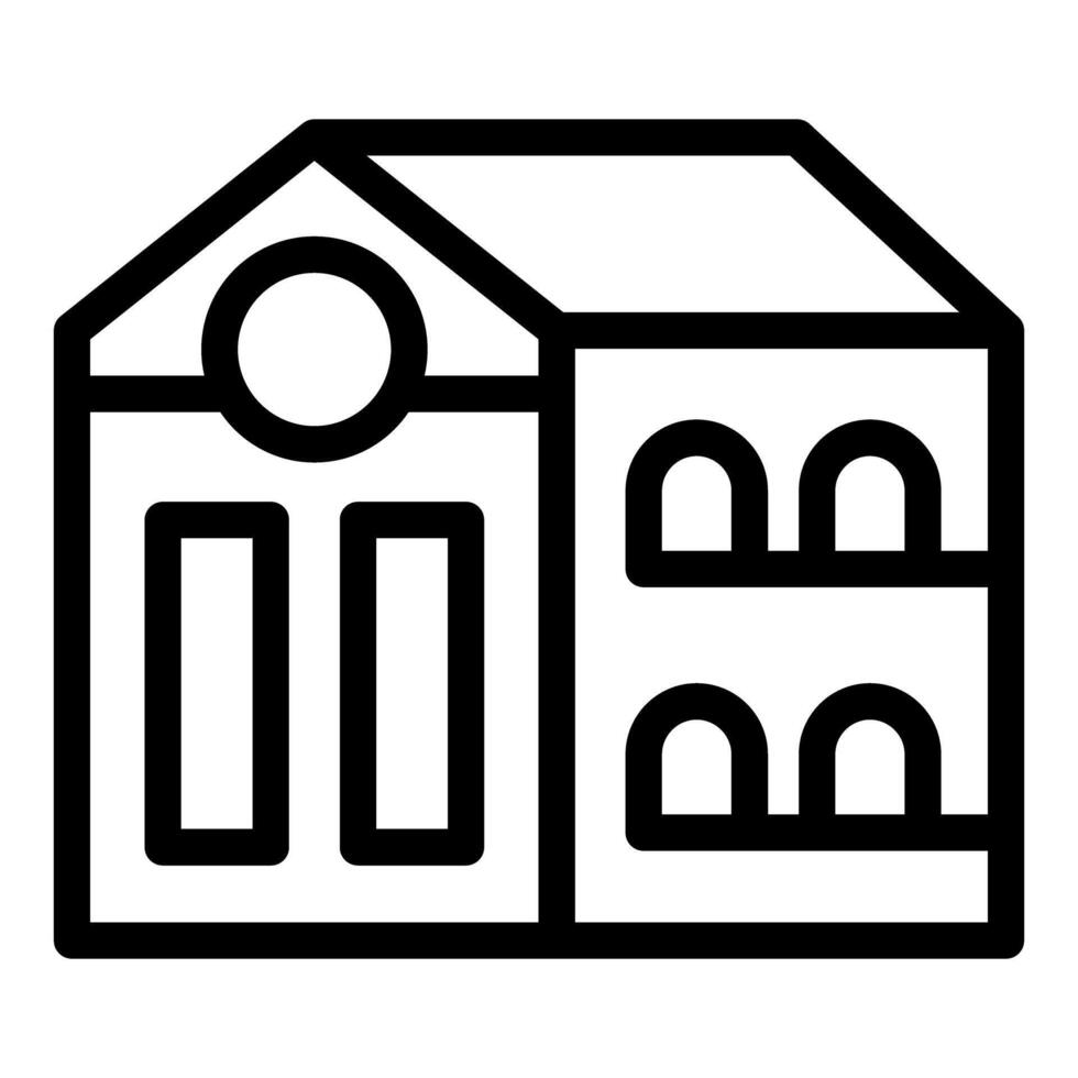 Black and white line art of a simple house icon vector