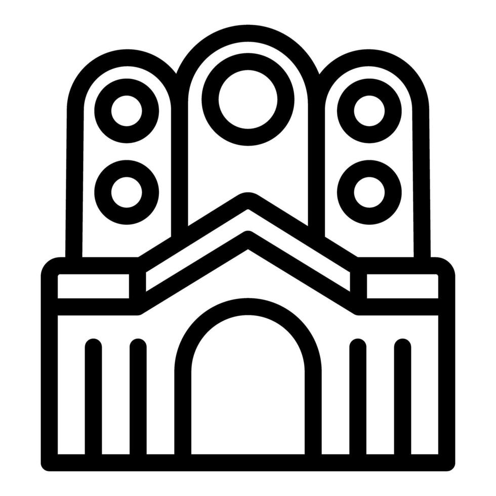 Black outline of a whimsical cartoonstyle castle on a white background vector