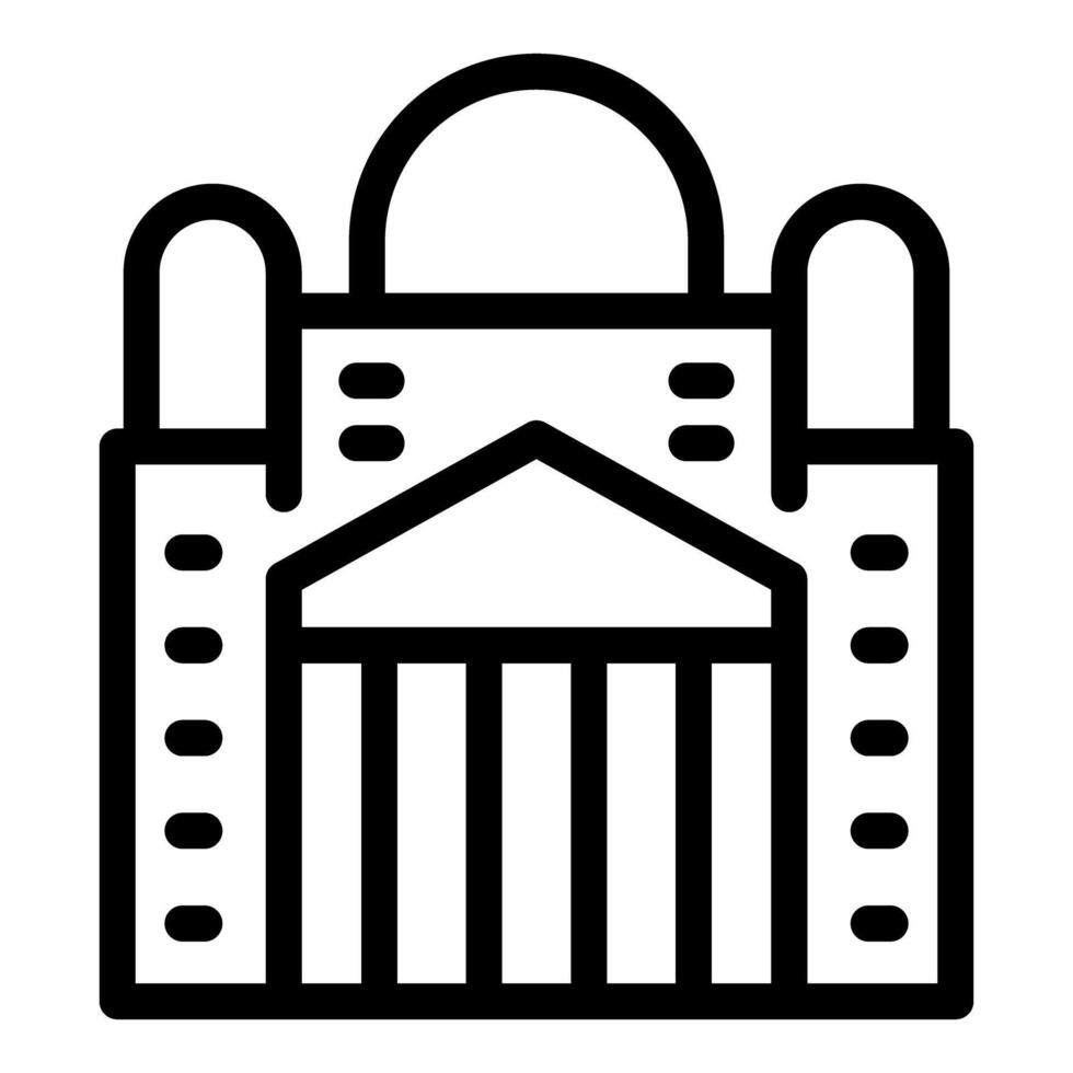 Black and white line art of a backpack, ideal for educational themes vector