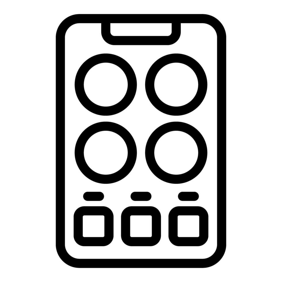 Black and white icon illustration of a smartphone with a camera design vector