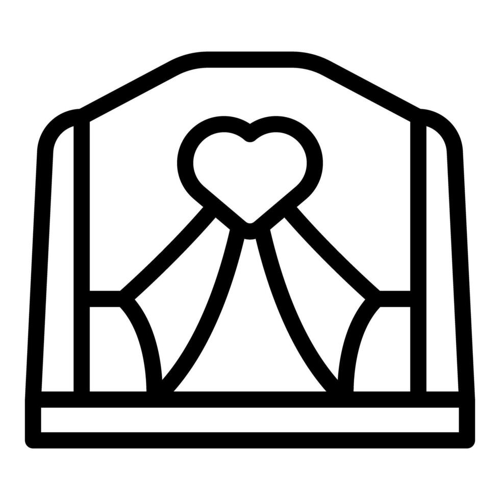 Black and white illustration of a stylized gate with a heart crest at the center vector
