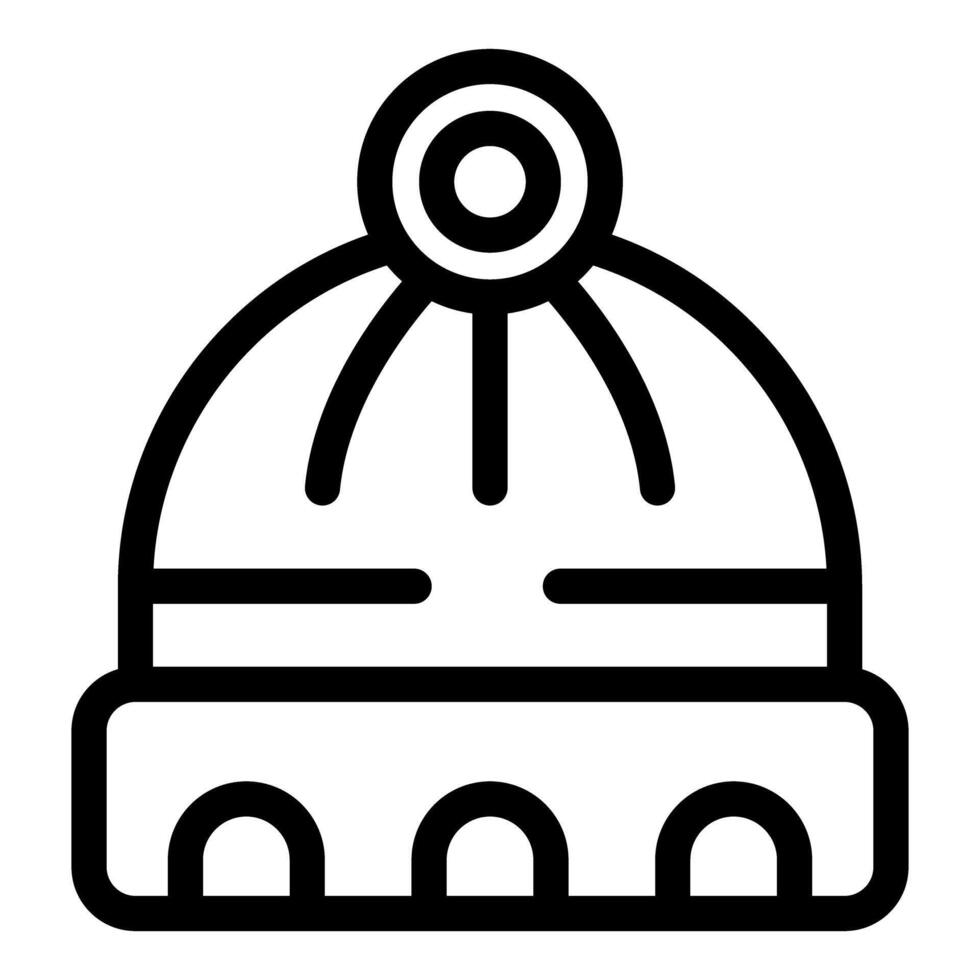 Black and white icon illustration of a knit beanie, suitable for winter apparel designs vector