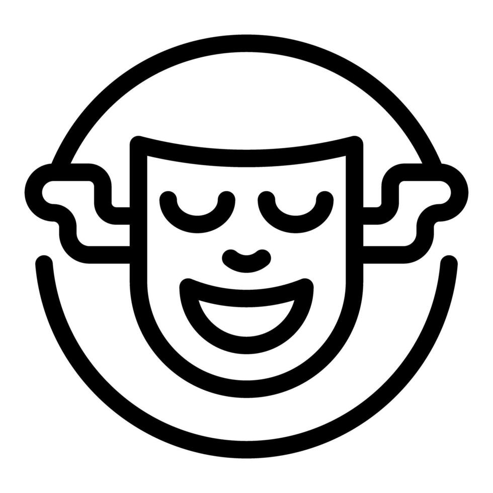 Black and white line art of a comedy theater mask representing humor and performing arts vector