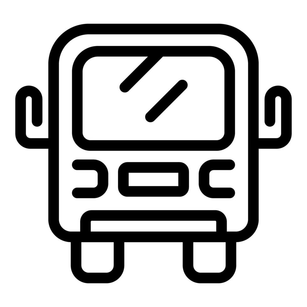 Black and white line art of a bus icon vector