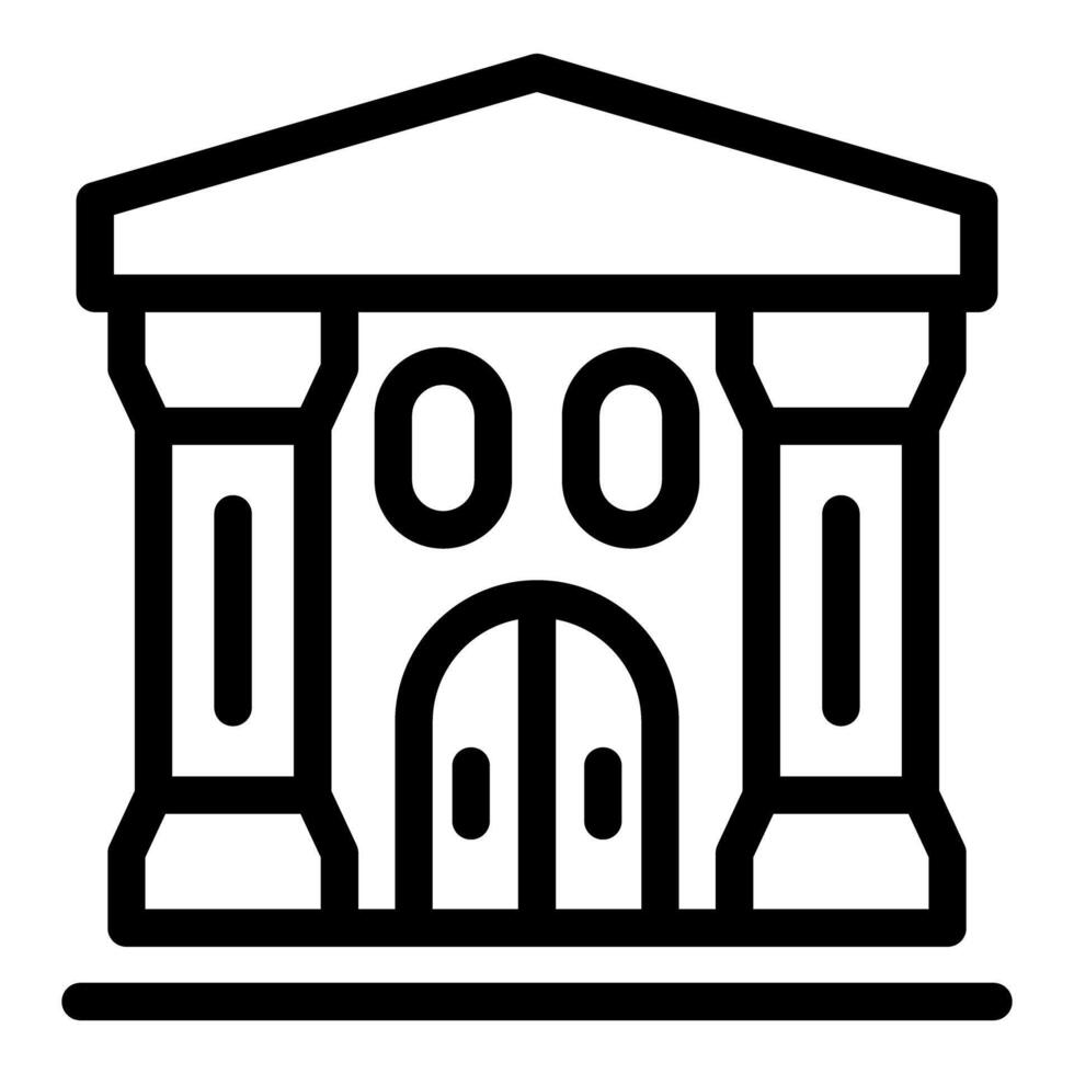 Black and white icon of a traditional bank building with columns vector