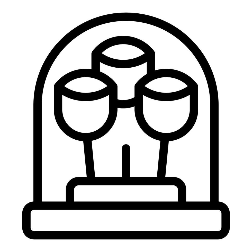 Black and white line icon of binoculars at an observation deck vector