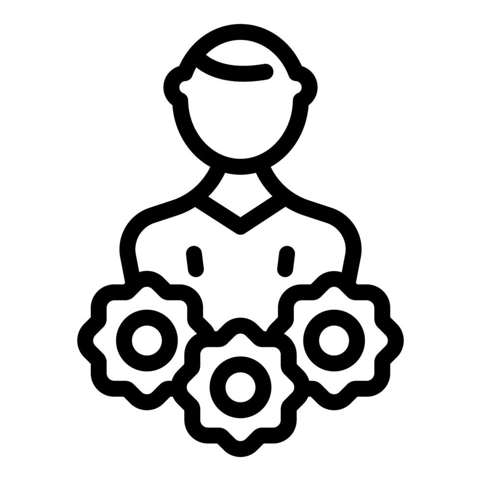Abstract person with gears icon vector