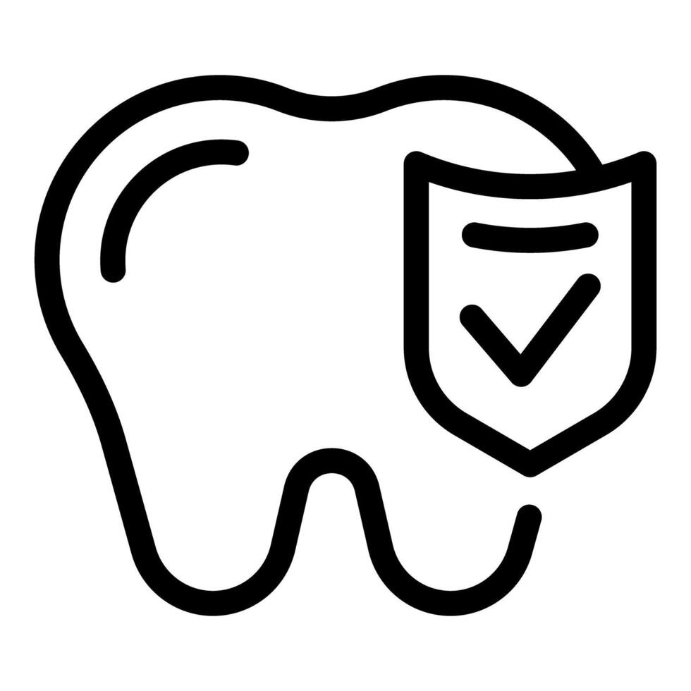 Simple line art illustration of a tooth with a protective shield symbol vector