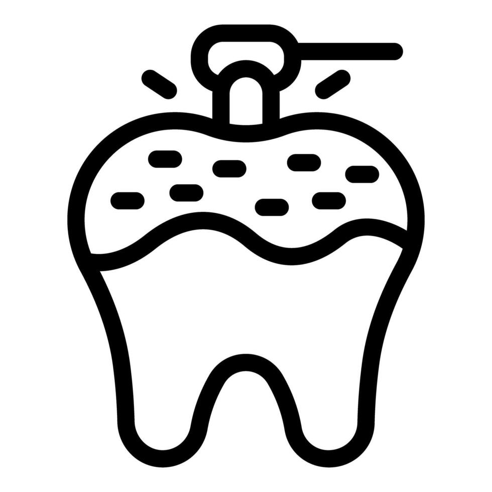 Black and white line of a tooth with a dental filling, suitable for health and dental care concepts vector