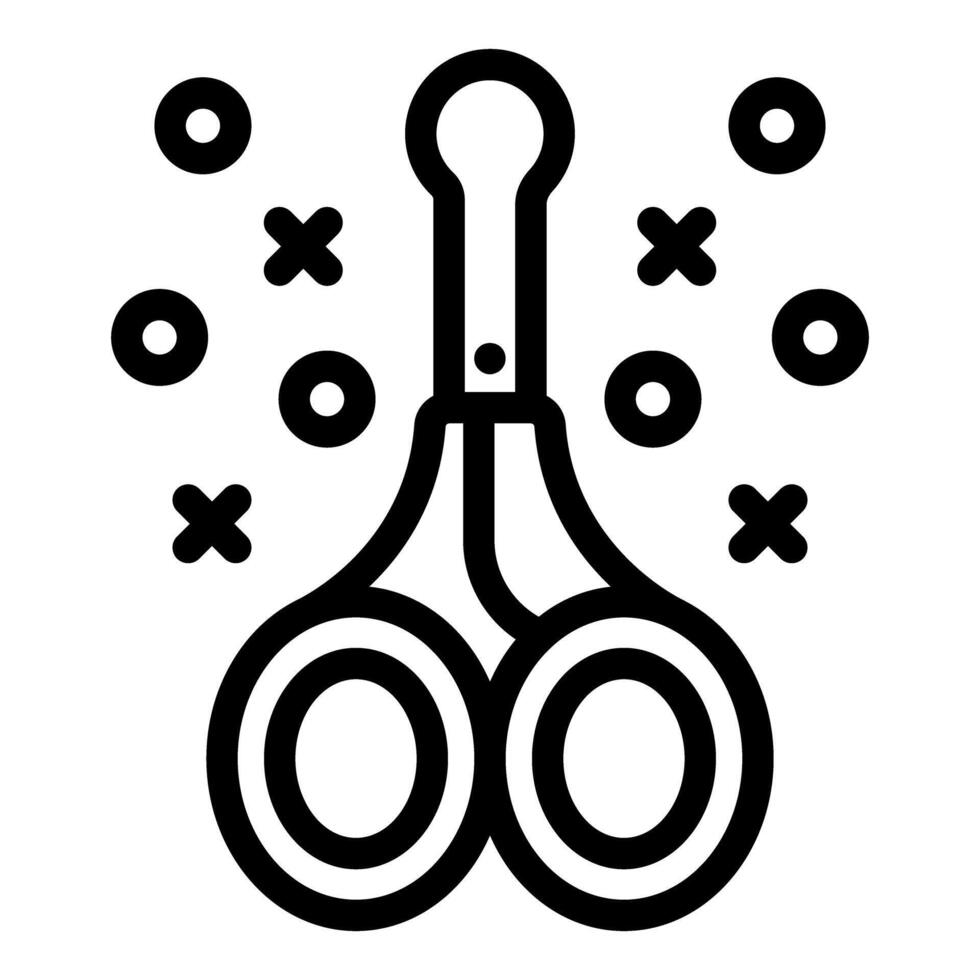 Black and white line art illustration of scissors vector