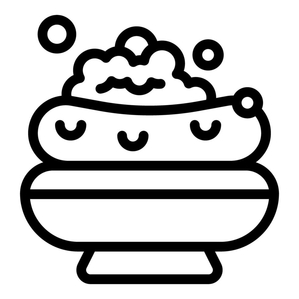 Cute cartoon soap dish with bubbles line art vector