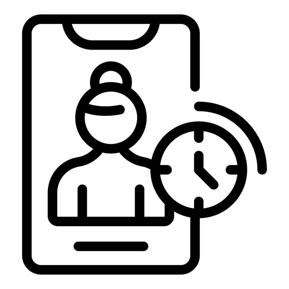 Woman's profile with clock icon on clipboard vector