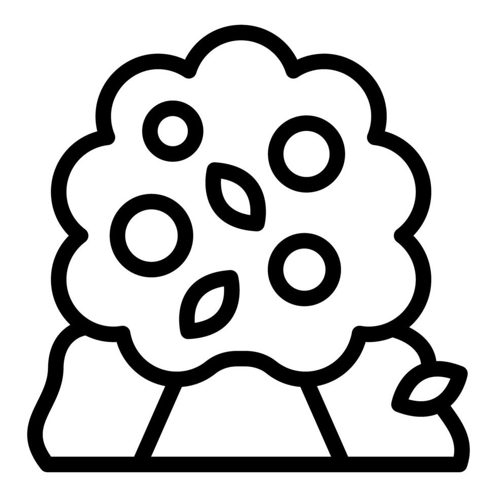 Black and white line art of a flowering bush vector