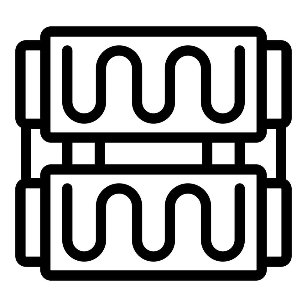 Black and white line art of stacked books icon vector