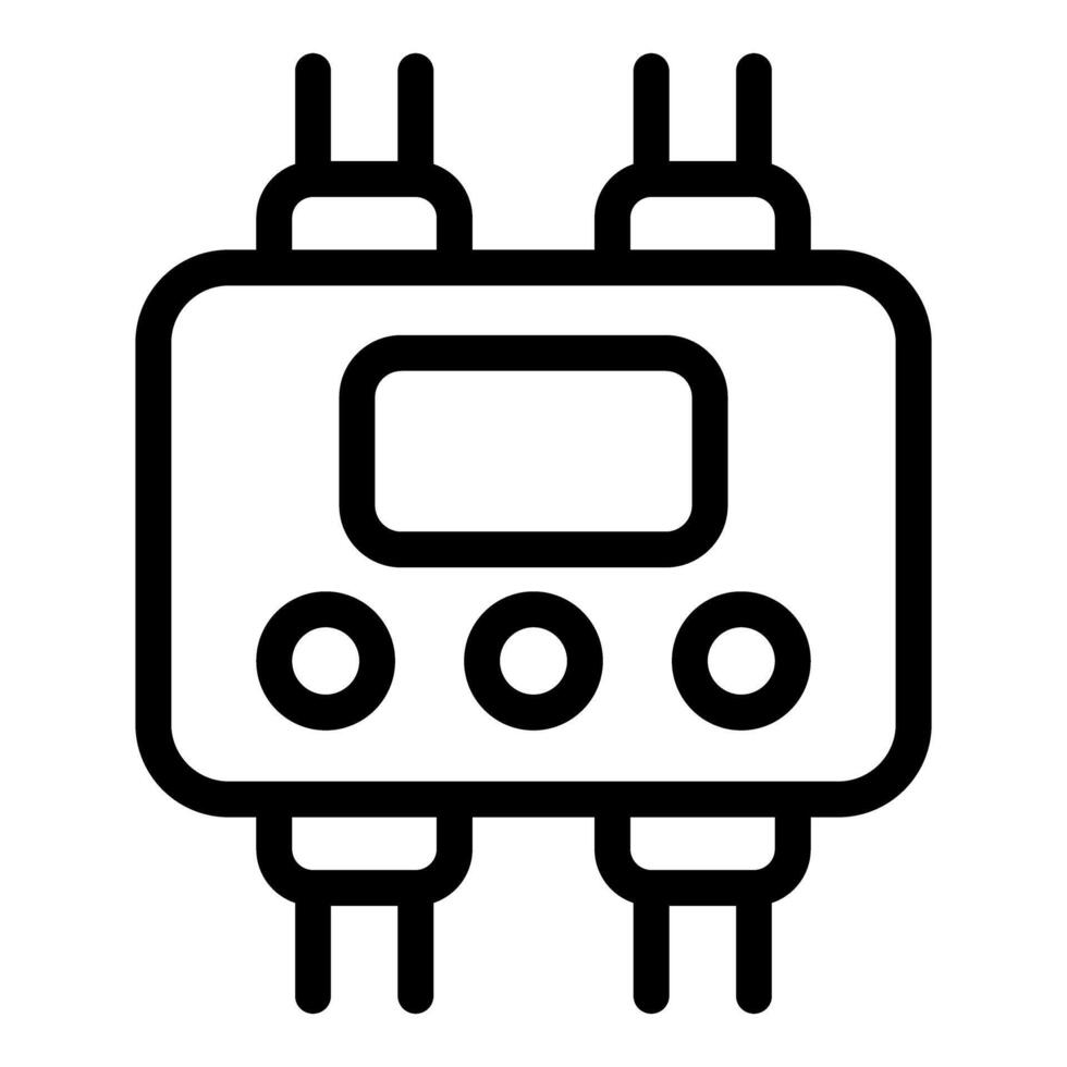 Black and white line art illustration of a digital multimeter icon vector