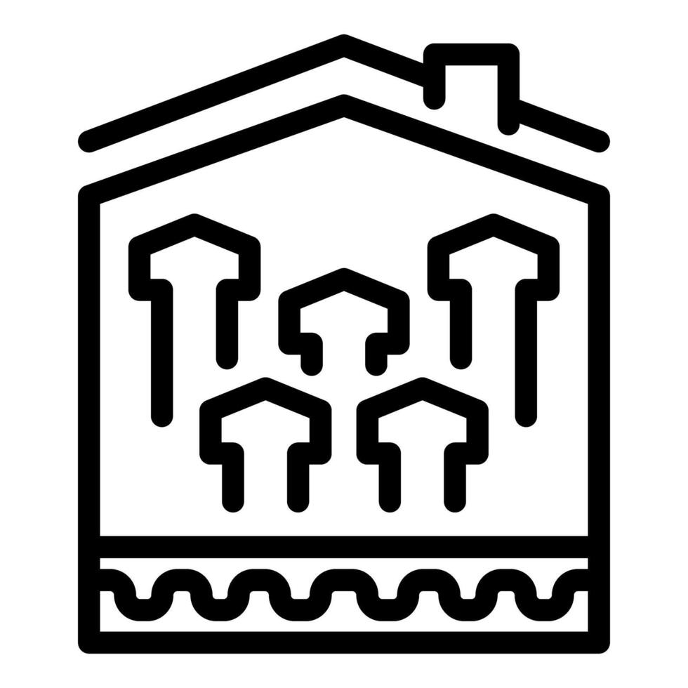 A stark, black and white icon representing home renovation and construction vector