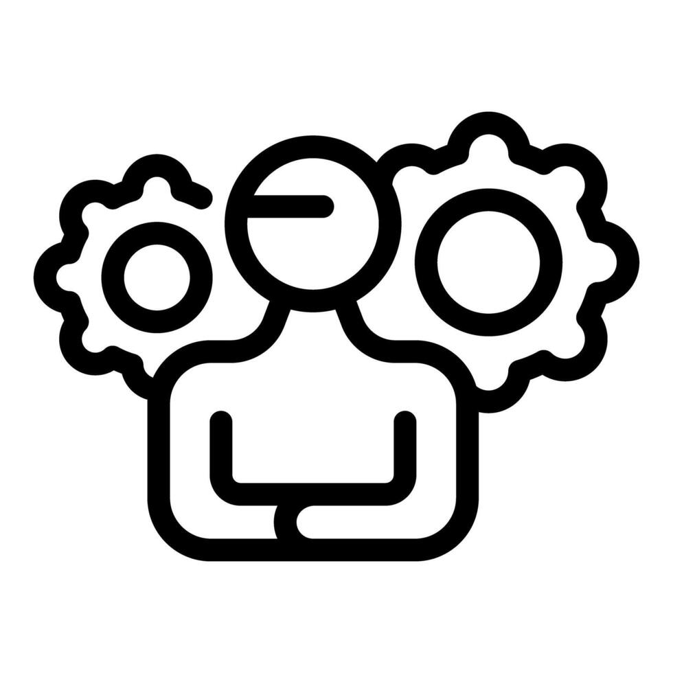 Person with gear brain icon illustration vector