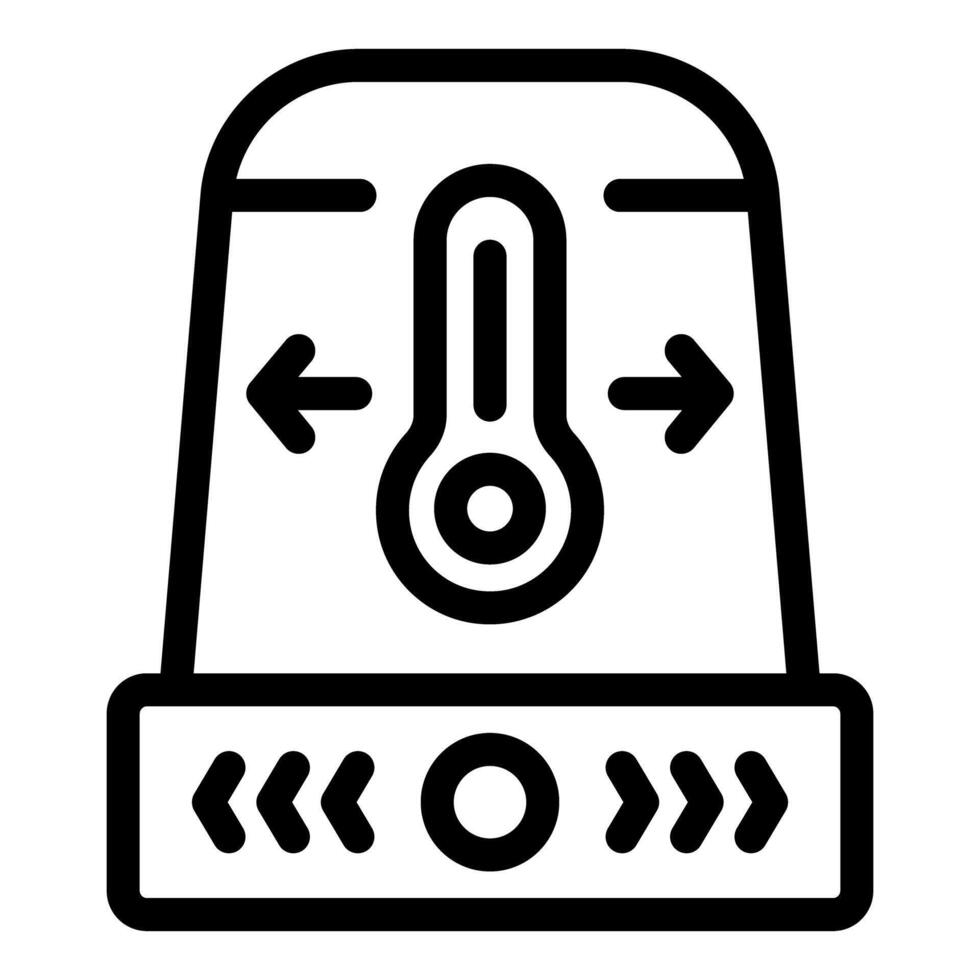 Line icon of a digital thermostat with temperature gauge and control buttons vector