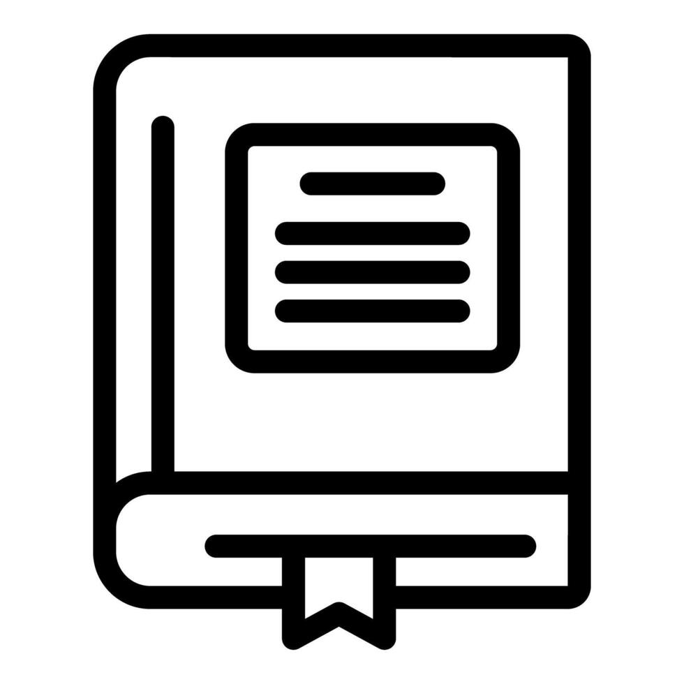 Black and white line art of a book icon vector