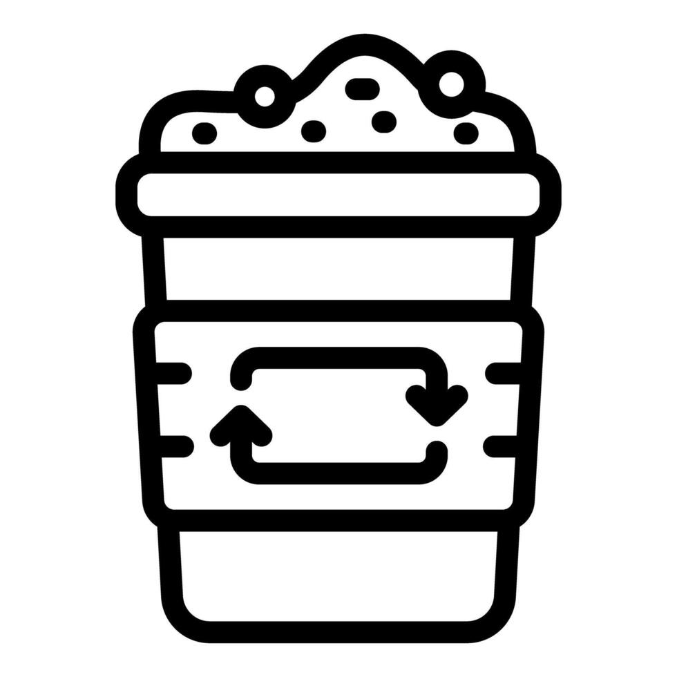 Line art icon of an ecofriendly coffee cup with a recycling symbol vector