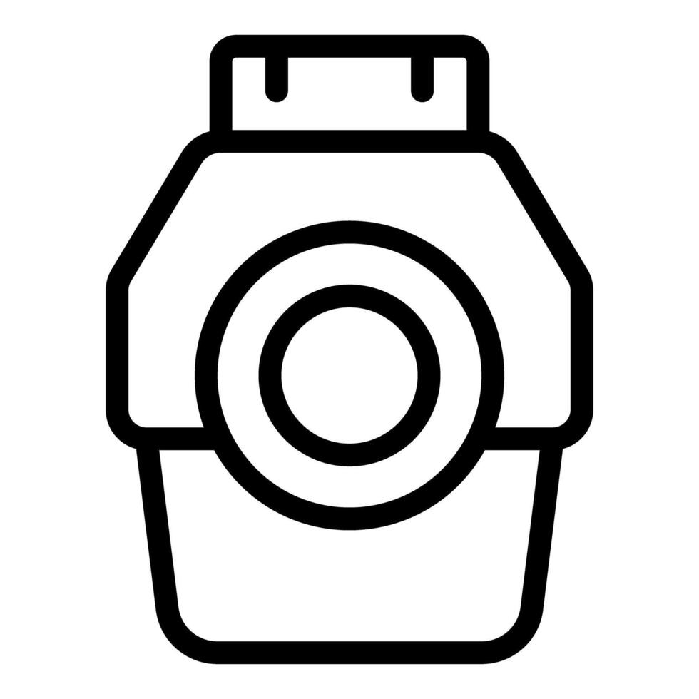 Black and white line art icon representing a professional dslr camera vector