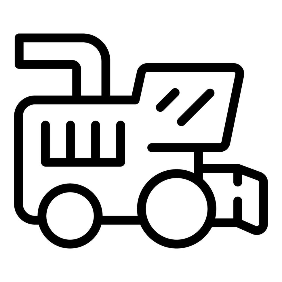 Cartoon farm tractor line icon vector