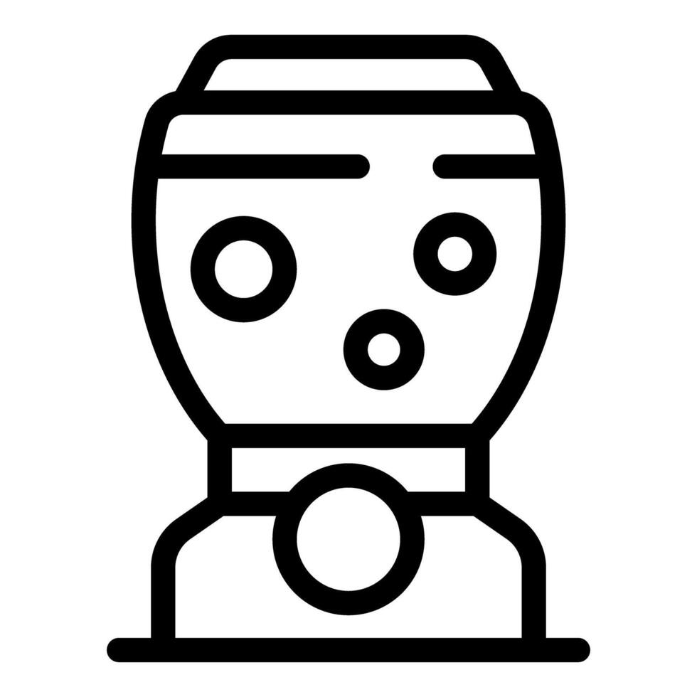 Black and white line art of a cartoon astronaut face with helmet vector