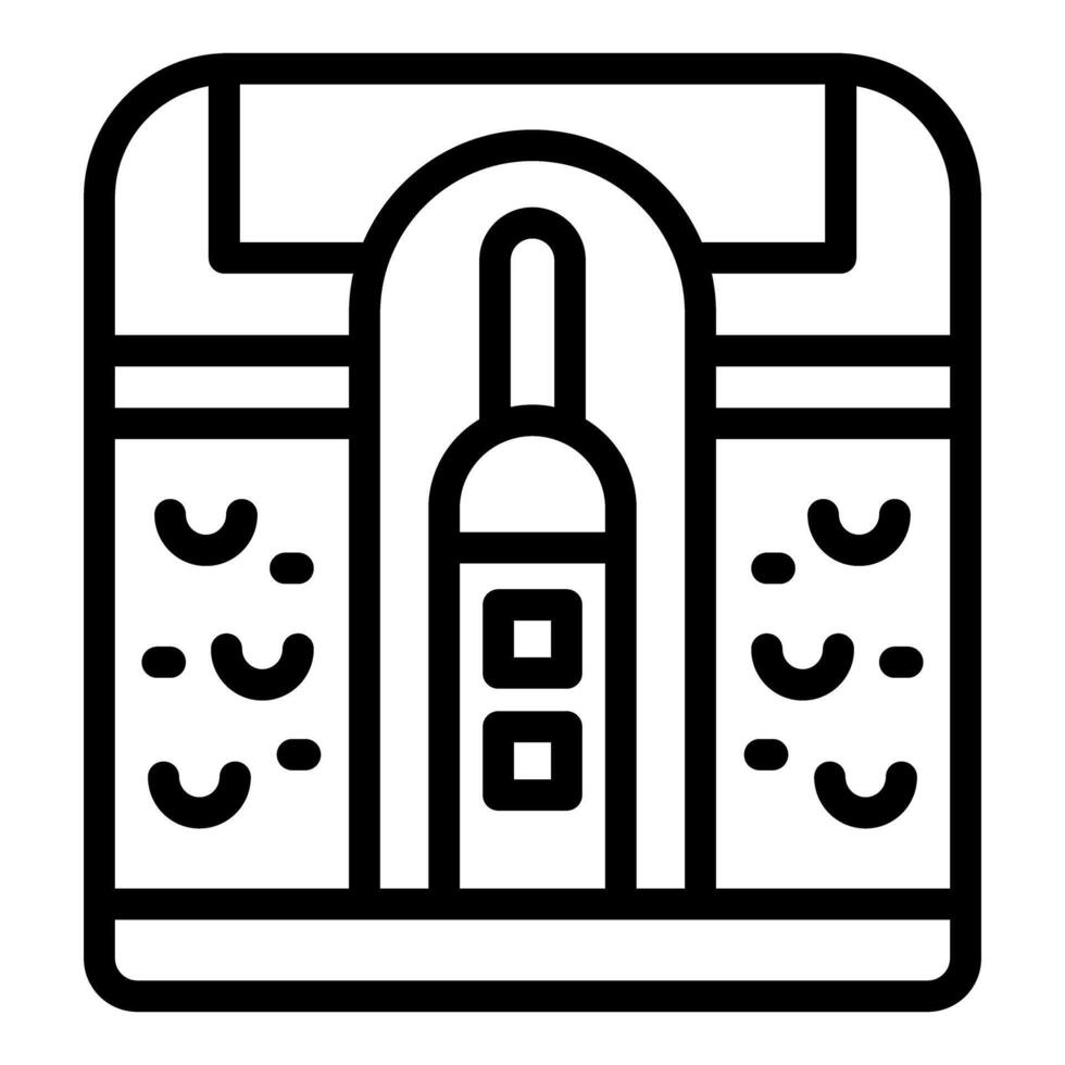 Black and white line art of a stylized backpack icon, suitable for educational themes vector