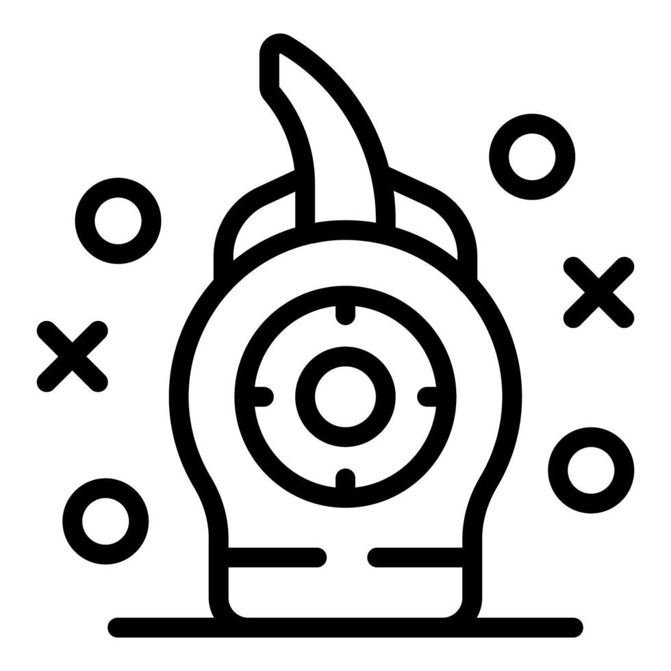 Black and white line art of astronaut helmet with stars vector