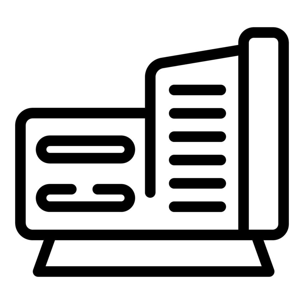 Modern line art laptop and document icon vector