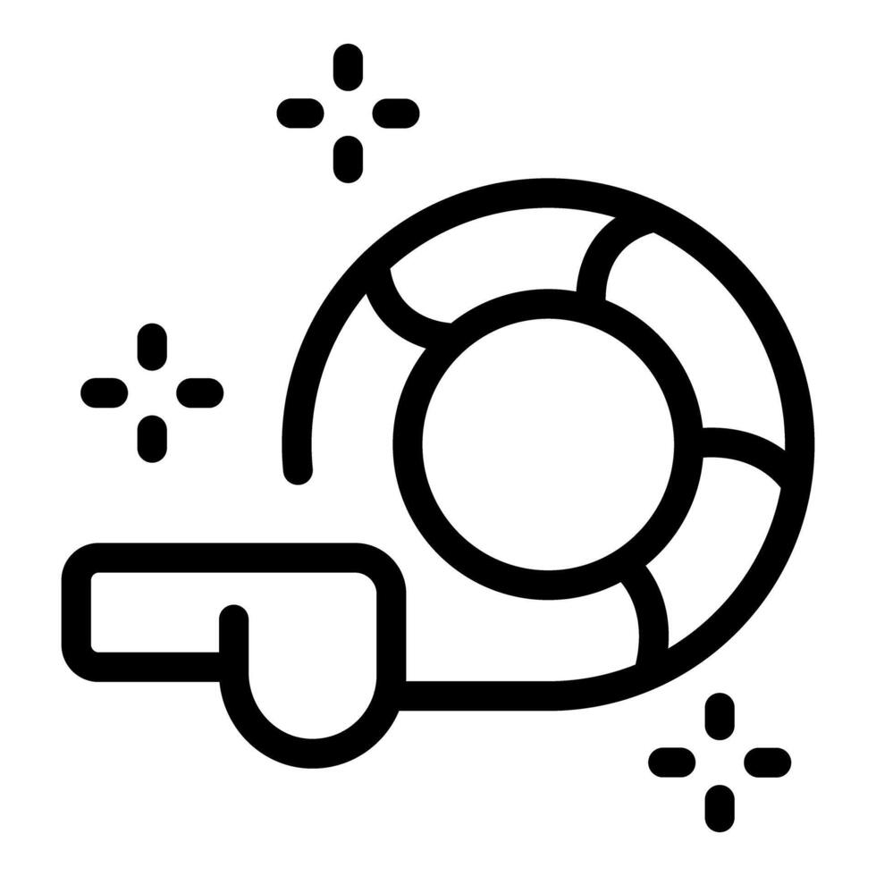 Simple black and white line illustration of a lifebuoy with sparkling accents vector