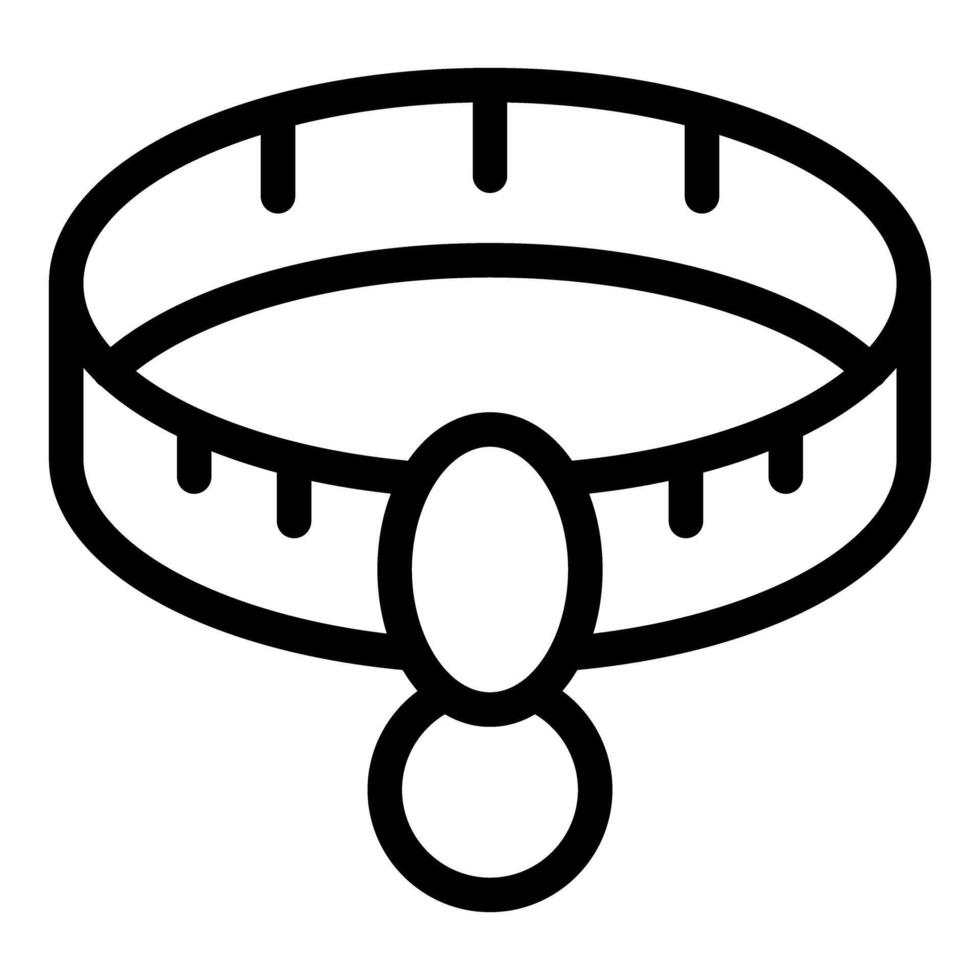 Black and white illustration of a dog's collar with a tag vector