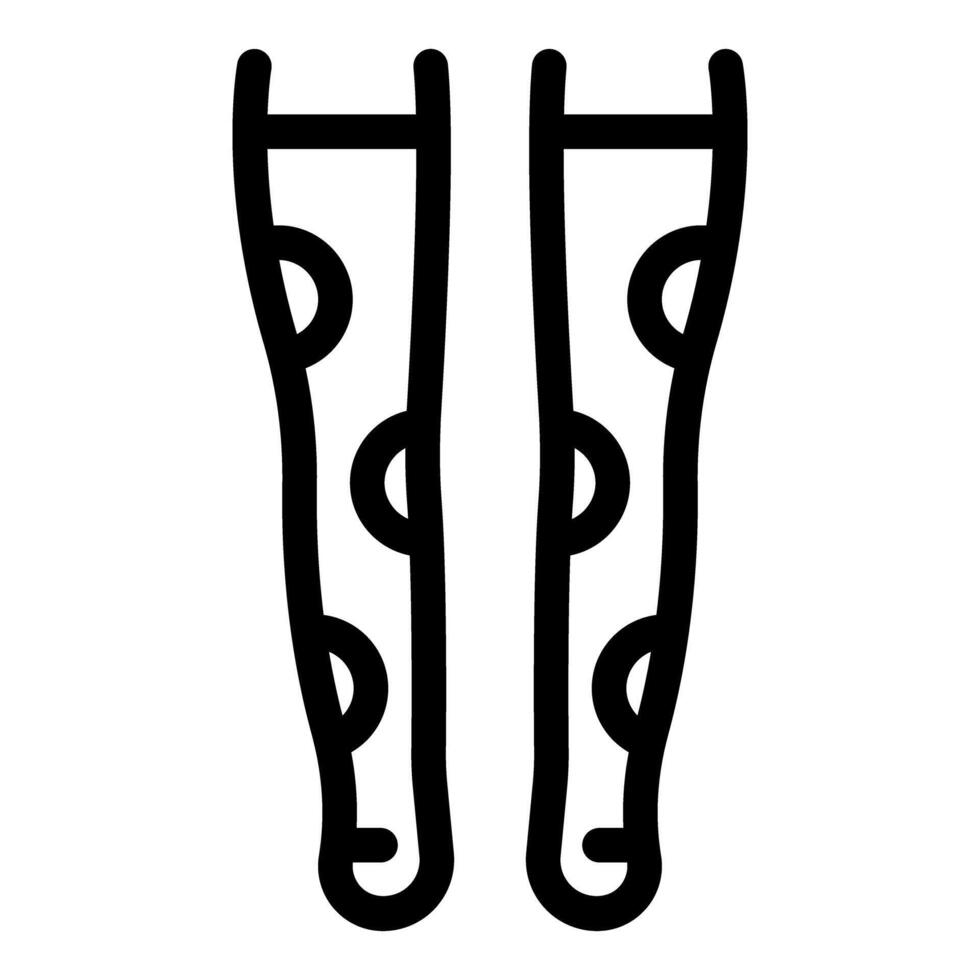 Simple black and white icon of leg braces used for orthopedic support vector