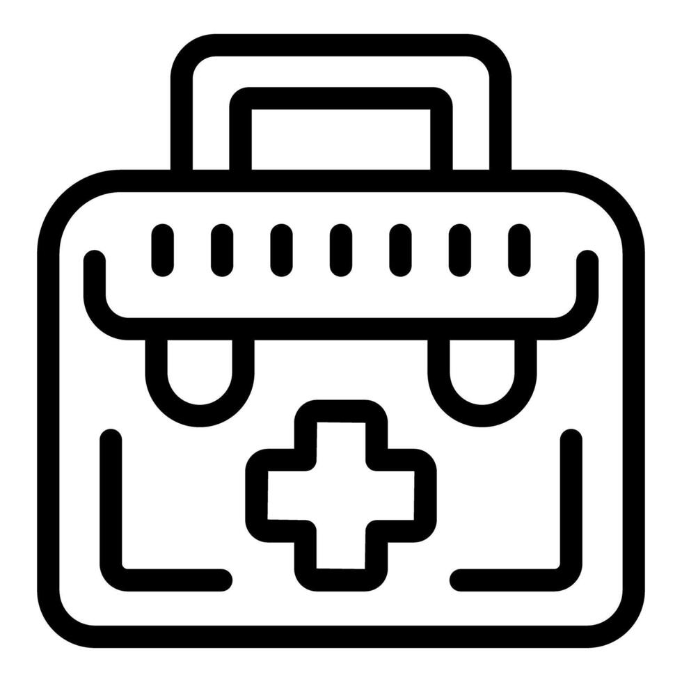Black line illustration of a doctor's medical bag with a cross, suitable for healthcare topics vector