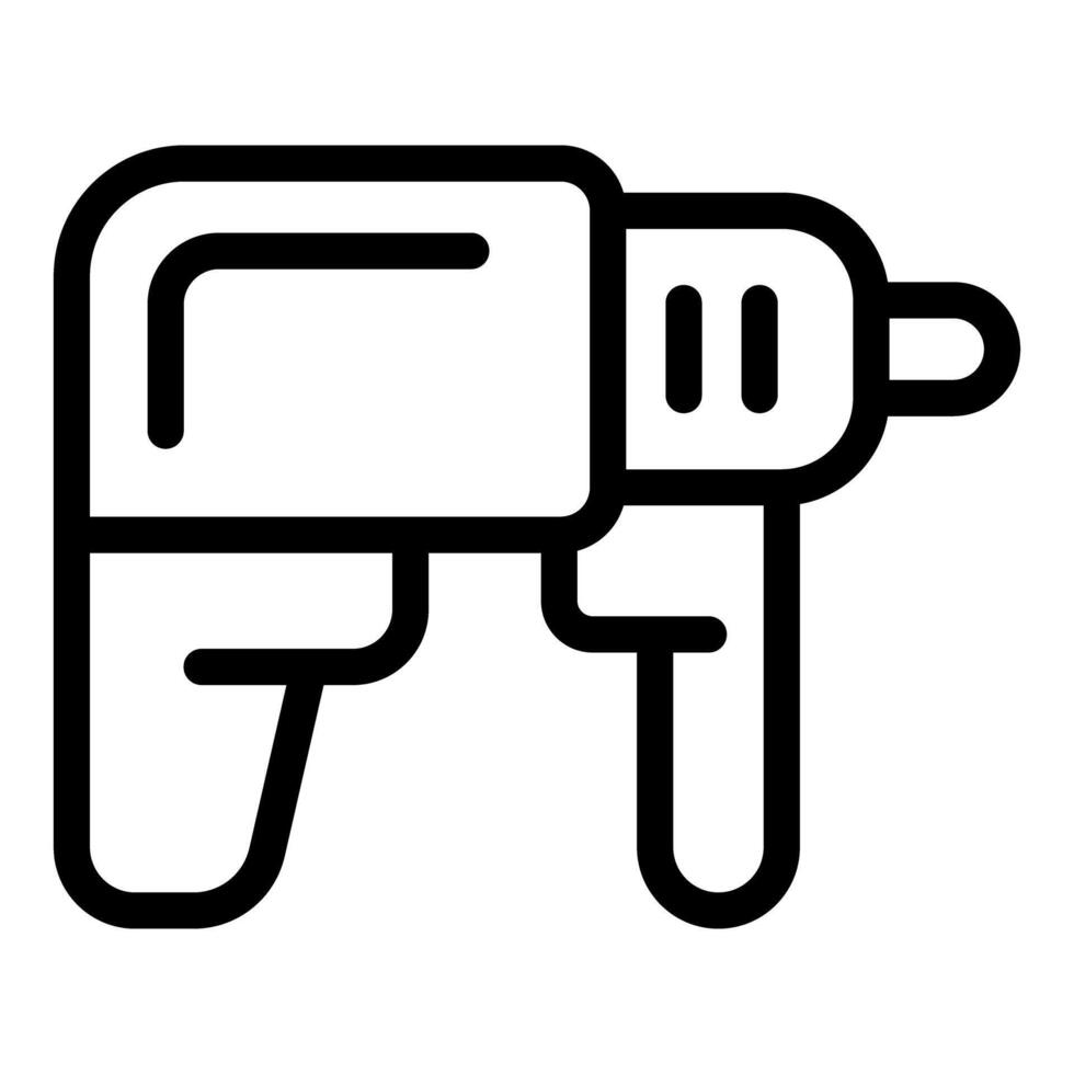 Black and white line art of power drill icon vector