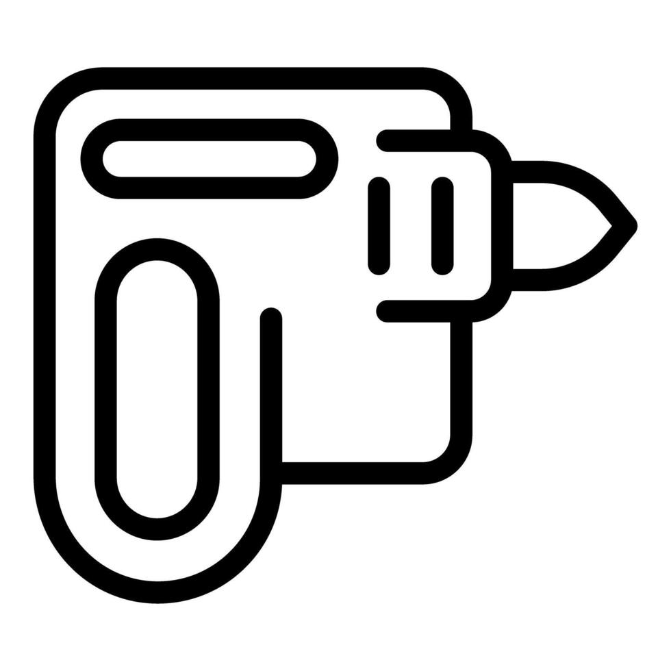 Black and white line art of a drill icon vector