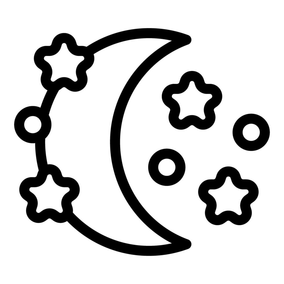 Crescent moon with stars line art vector