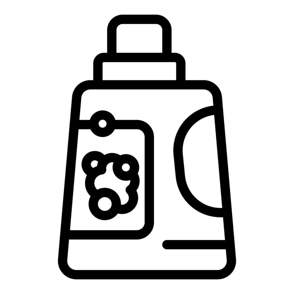 Black line art icon of a detergent or cleaning product bottle vector