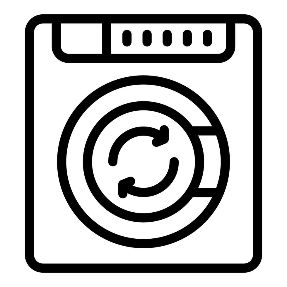 Black and white line art of washing machine icon vector