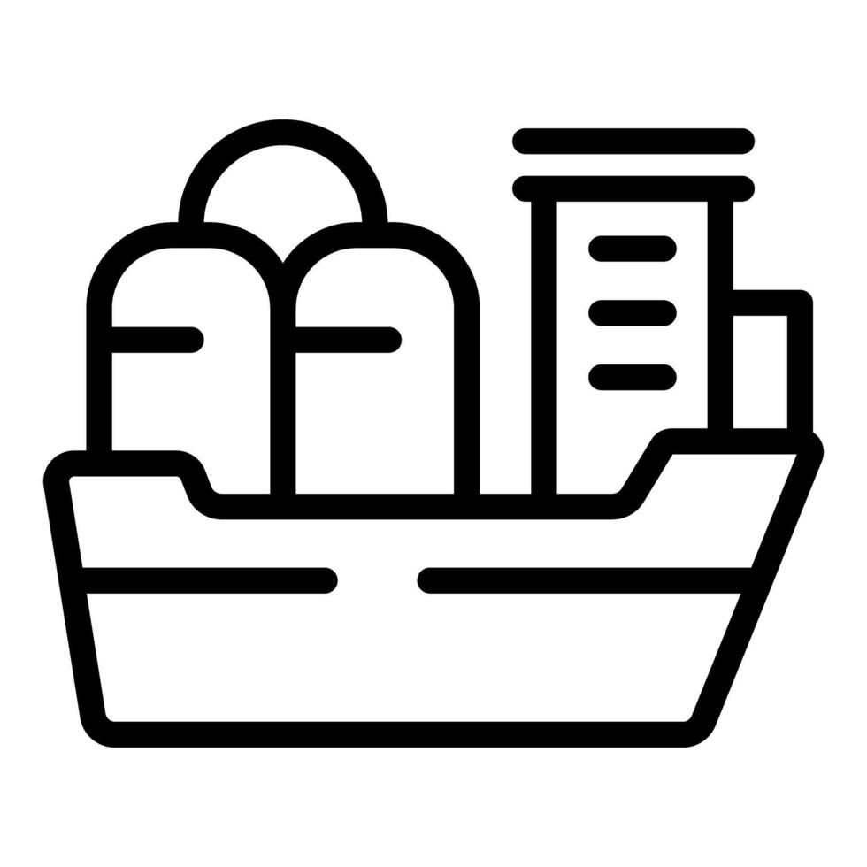 Line art icon of groceries in shopping basket vector