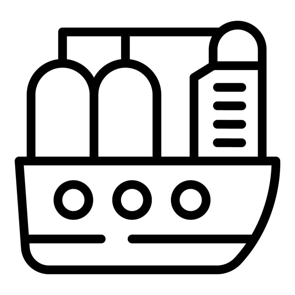 Simple black and white line art of a factory representing industry and manufacturing vector