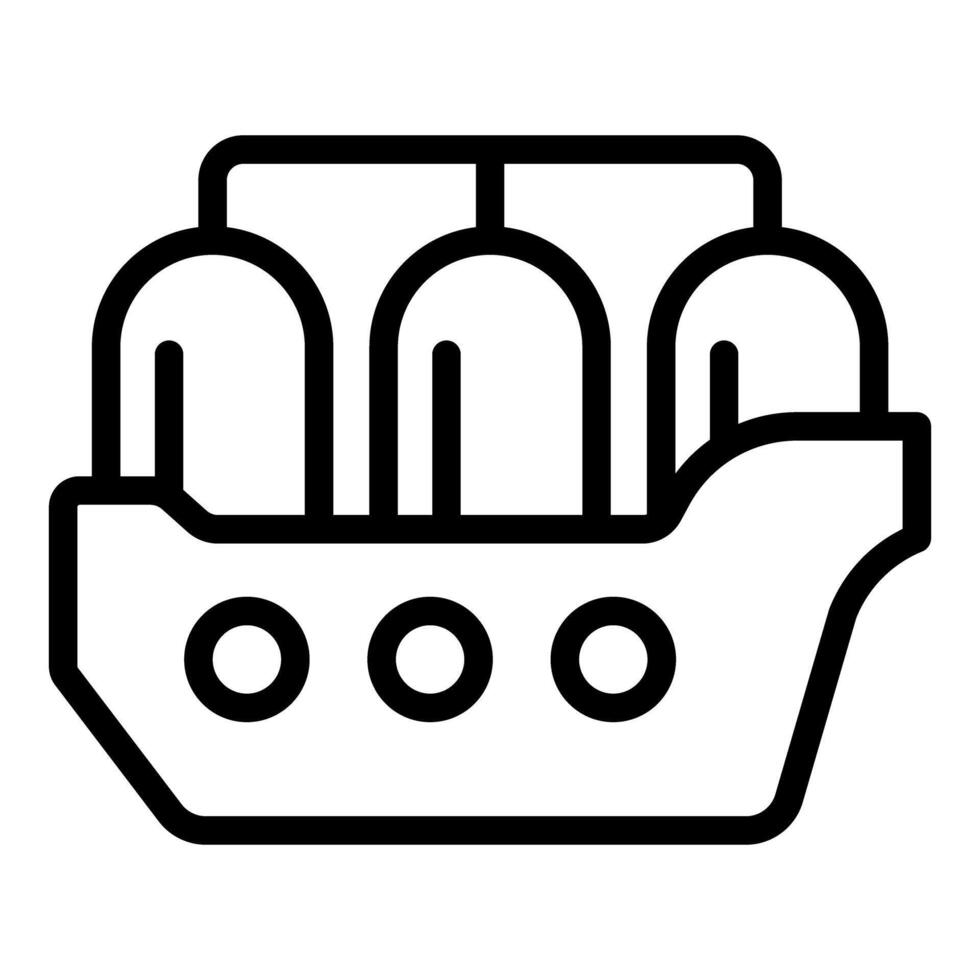 Black and white line art of a ferry boat vector