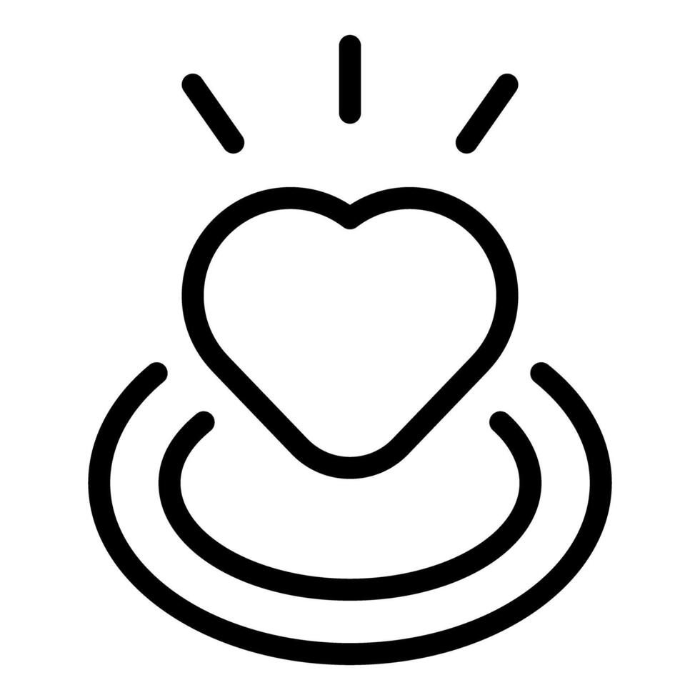 Heart icon with radiating waves line art vector