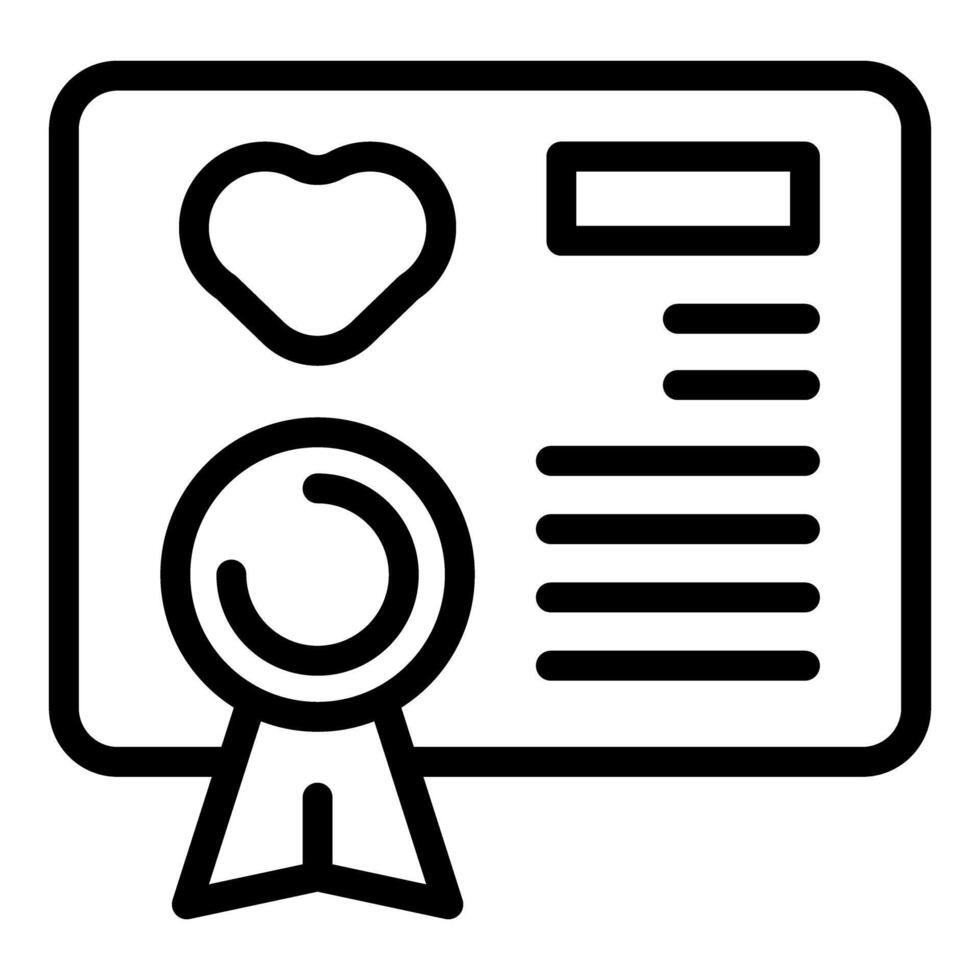 Certificate of achievement icon in outline style vector