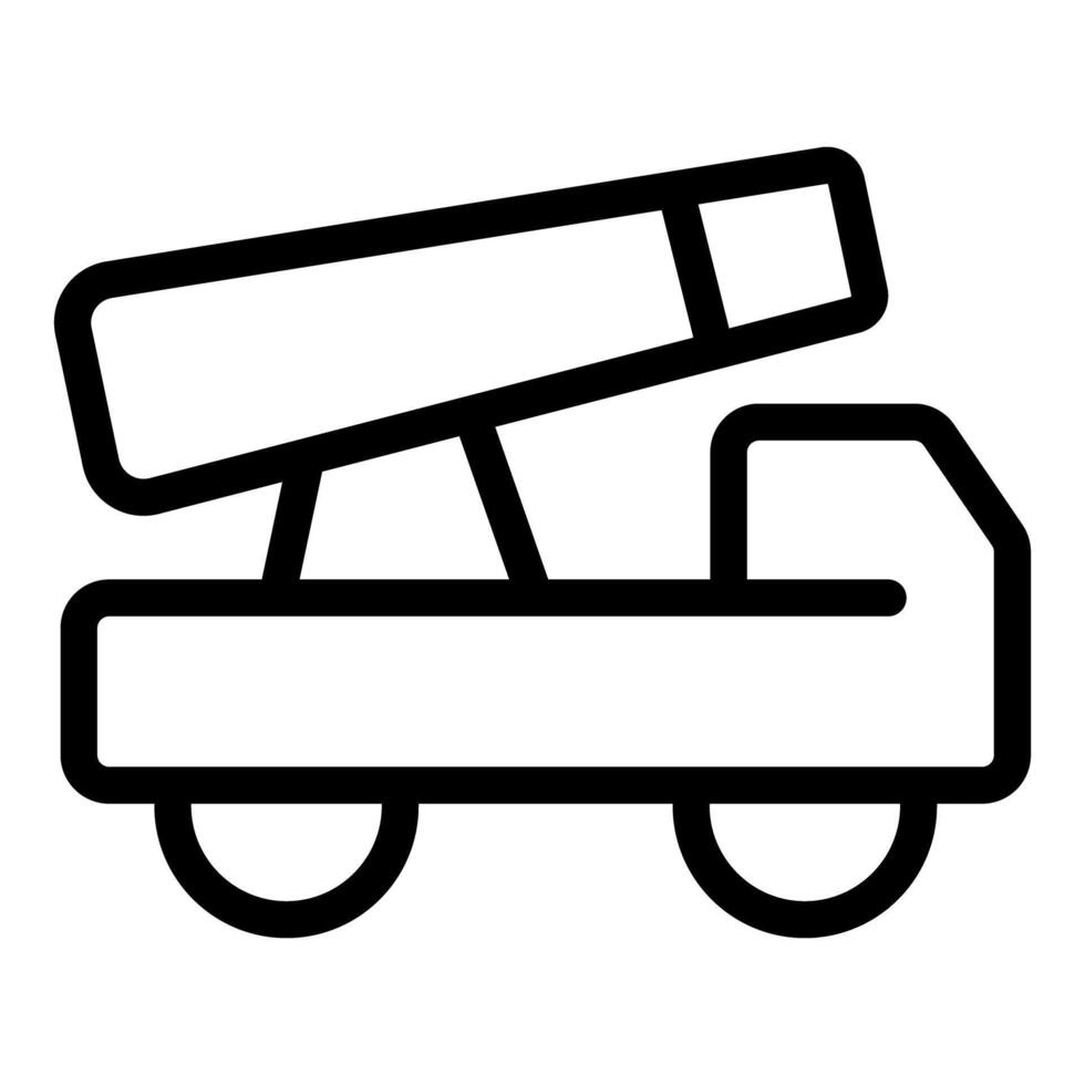 Black and white illustration of a mobile missile launcher vehicle vector