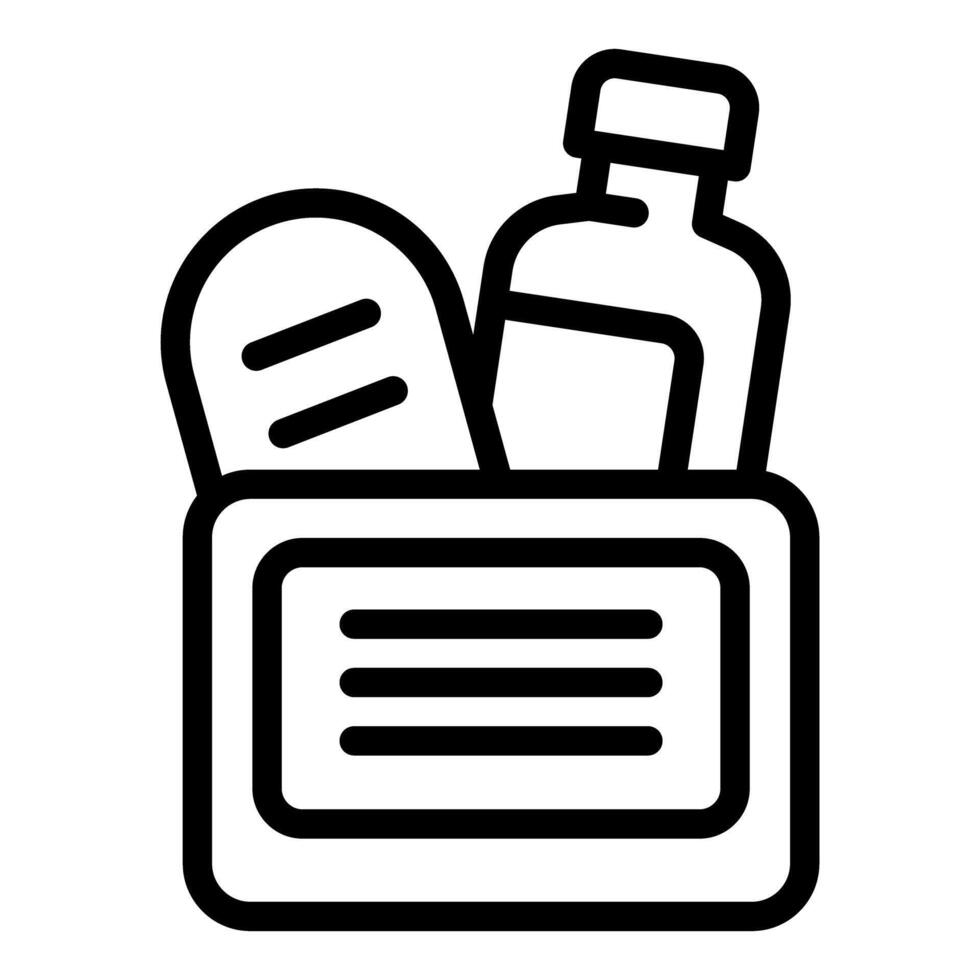 Line art illustration of medication in pillbox vector