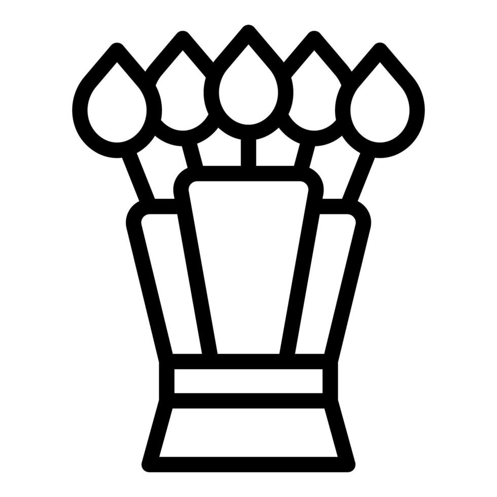 Line art paintbrushes in holder icon vector